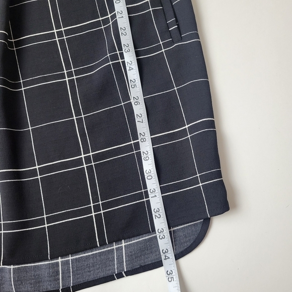 Leith Everyday Shift Dress Window Pane Plaid Pockets Sleeveless Black White S - Picture 9 of 10